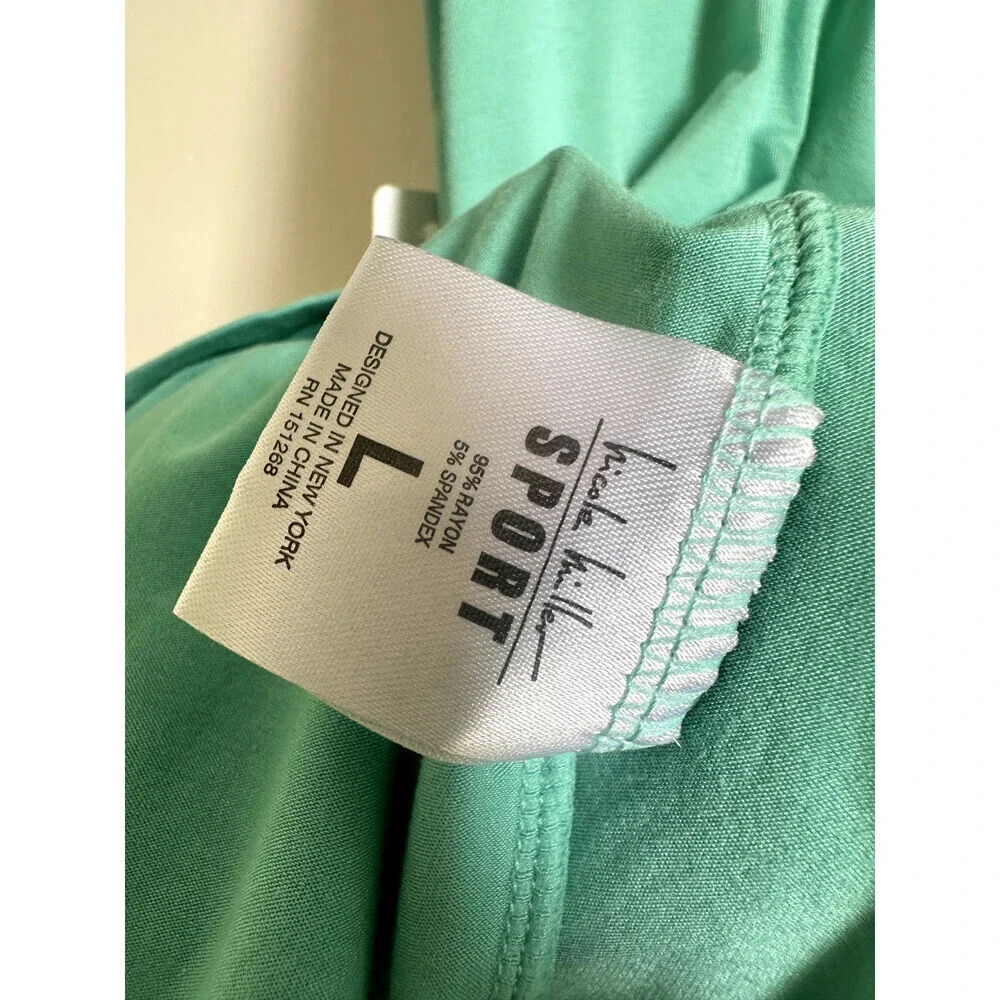 Nicole Miller Sport Teal Cross Back Stretch Activewear Tank Work Out size L $58 - Picture 6 of 9